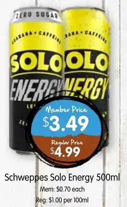 Spudshed Schweppes Solo Energy offer