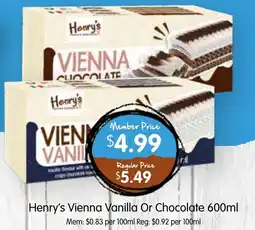 Spudshed Henry's Vienna Vanilla Or Chocolate offer
