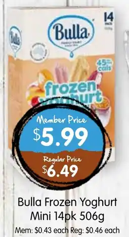 Spudshed Bulla Frozen Yoghurt Mini 14pk offer