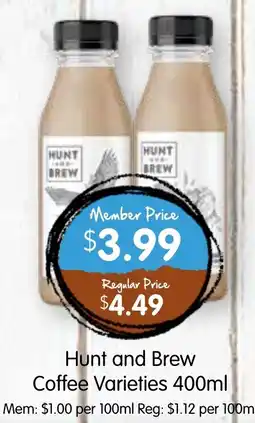 Spudshed Hunt and Brew Coffee Varieties offer