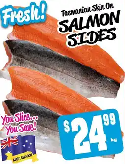 Farmer Jack's Tasmanian skin on salmon sides offer