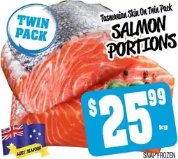 Farmer Jack's Tasmanian skin on twin pack salmon portions offer