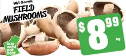 Farmer Jack's Wa grown field mushrooms offer