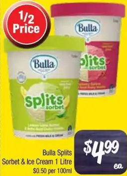 Farmer Jack's Bulla Splits Sorbet & Ice Cream offer