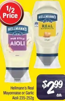 Farmer Jack's Hellmann's Real Mayonnaise or Garlic Aioli offer