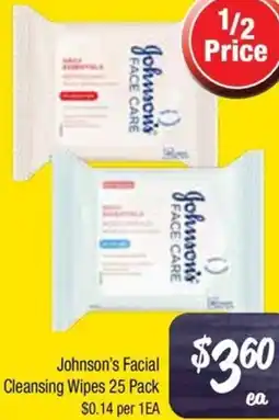 Farmer Jack's Johnson's Facial Cleansing Wipes offer
