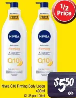 Farmer Jack's Nivea Q10 Firming Body Lotion offer
