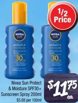 Farmer Jack's Nivea Sun Protect & Moisture SPF30+ Sunscreen Spray offer