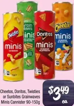 Farmer Jack's Cheetos, Doritos, Twisties or Sunbites Grainwaves Minis Cannister offer
