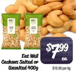 Farmer Jack's Eat Well Cashews Salted or Unsalted offer