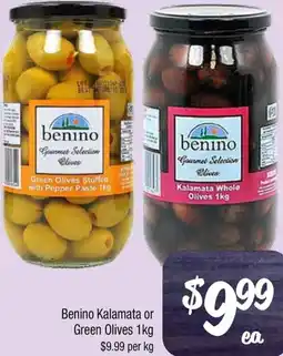Farmer Jack's Benino Kalamata or Green Olives offer