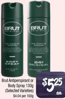 Farmer Jack's Brut Antiperspirant or Body Spray offer