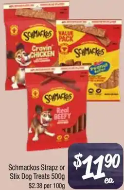 Farmer Jack's Schmackos Strapz or Stix Dog Treats offer