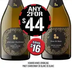 Farmer Jack's Howard wines sparkling pinot chardonnay or blanc de blanc offer