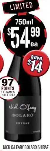 Farmer Jack's Nick o/leary bolaro shiraz offer