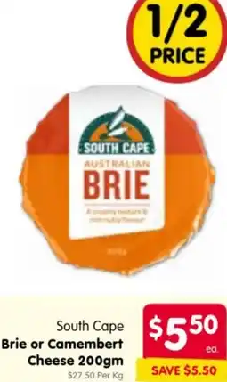 Spar South Cape Brie or Camembert Cheese offer