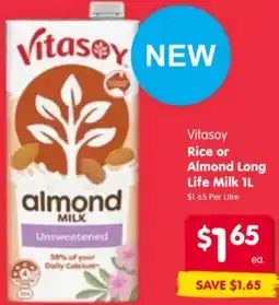 Spar Vitasoy Rice or Almond Long Life Milk offer