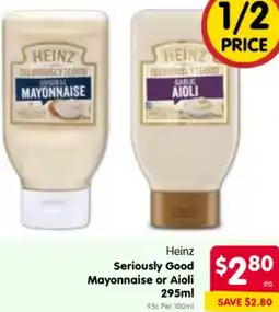 Spar Heinz Seriously Good Mayonnaise or Aioli offer