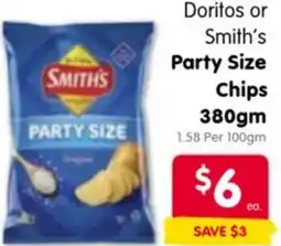 Spar Doritos or Smith's Party Size Chips offer