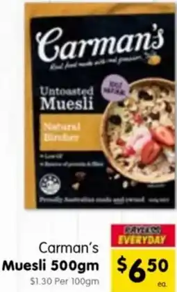 Spar Carman's Muesli offer