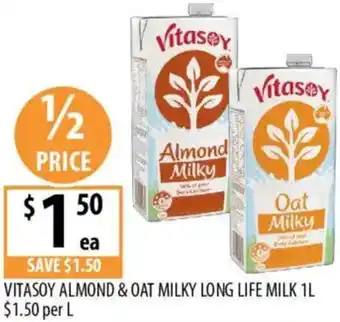 Supabarn Vitasoy almond & oat milky long life milk offer