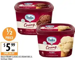 Supabarn BULLA CREAMY CLASSICS ICE CREAM TUBS offer