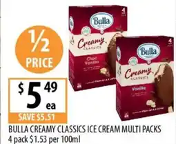 Supabarn Bulla creamy classics ice cream multi packs offer