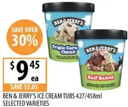 Supabarn Ben & jerry's ice cream tubs selected varieties offer