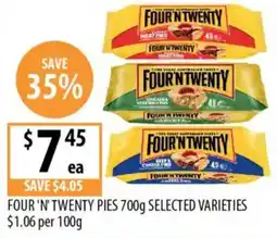 Supabarn Four 'n' twenty pies selected varieties offer