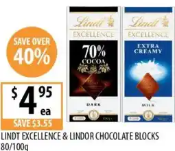 Supabarn Lindt excellence & lindor chocolate blocks offer