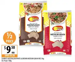 Supabarn Sunrice australian white & brown medium grain rice offer