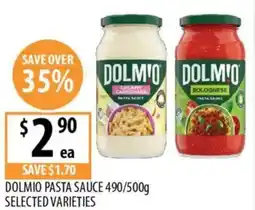 Supabarn Dolmio pasta sauce selected varieties offer