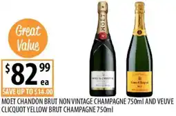 Supabarn Moet chandon brut non vintage champagne and veuve clicquot yellow brut champagne offer