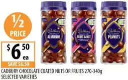 Supabarn Cadbury chocolate coated nuts or fruits offer
