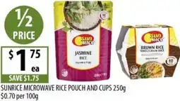 Supabarn Sunrice microwave rice pouch and cups offer