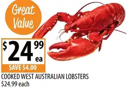 Supabarn Cooked west australian lobsters offer