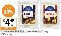 Supabarn Tasmanian heritage gouda, edam and havarti offer