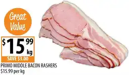 Supabarn Primo middle bacon rashers offer
