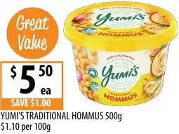 Supabarn Yumi's traditional hommus offer
