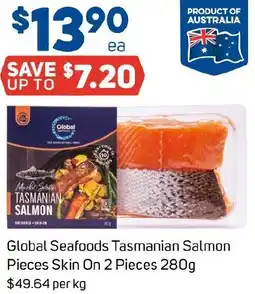 Foodland Global Seafoods Tasmanian Salmon Pieces Skin On offer