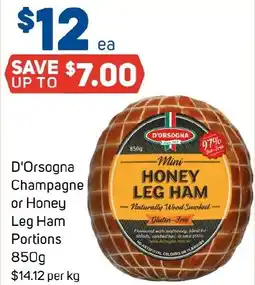 Foodland D'Orsogna Champagne or Honey Leg Ham Portions offer