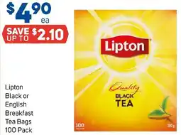 Foodland Lipton Black or English Breakfast Tea Bags offer