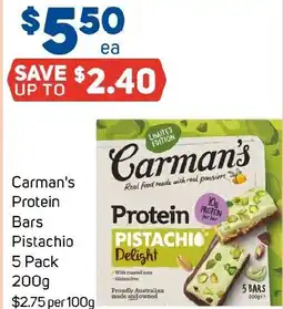 Foodland Carman's Protein Bars Pistachio offer