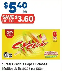 Foodland Streets Paddle Pops Cyclones Multipack offer