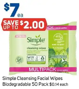 Foodland Simple Cleansing Facial Wipes Biodegradable offer
