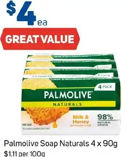 Foodland Palmolive Soap Naturals 4 x 90g offer