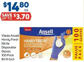 Foodland Vileda Ansell Handy Fresh Nitrile Disposable Gloves offer