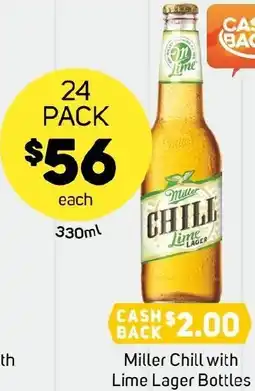 Foodland Miller Chill with Lime Lager Bottles offer