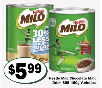 Nestle Milo Chocolate Malt Drink 395-460g Varieties