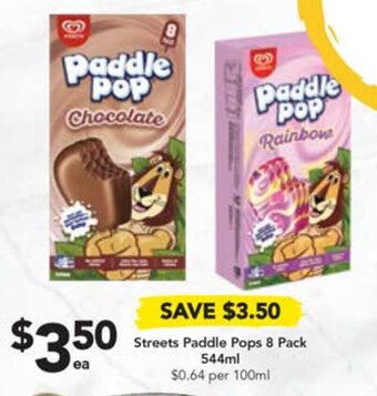 Drakes Streets Paddle Pops 8 Pack 544ml offer